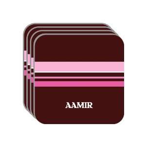 Personal Name Gift   AAMIR Set of 4 Mini Mousepad Coasters (pink 