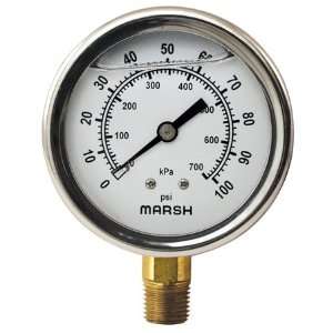 Marsh MBF 249 Industrial Series Pressure Gages   Connection1/4, Face 