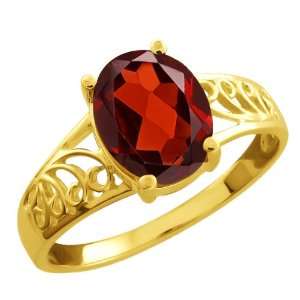  2.00 Ct Oval Red Garnet 14k Yellow Gold Ring Jewelry
