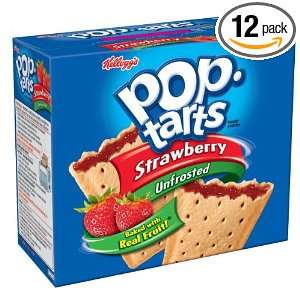 Pop Tarts, (Not Frosted) Strawberry, 12 Count Boxes (Pack of 12 
