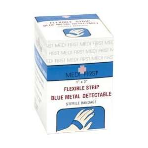Medique 1X3 Wvn Strp 100/Bx Blue Mtl Detect Bandage  