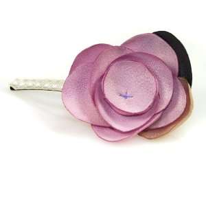  Flower Fabric Hair Pin in Lilac, Taupe, and Black Fabric 