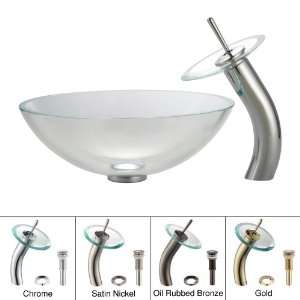 Kraus C GV 100 12mm 10CH Crystal Clear Glass Vessel Sink and Waterfall 