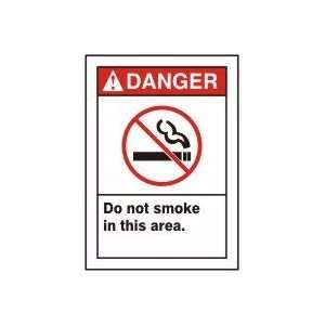 DANGER DO NOT SMOKE IN THIS AREA (W/GRAPHIC) Sign   14 x 10 Adhesive 