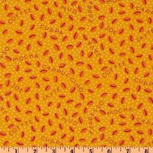  44 Wide Morning Rush Tossed Coffee Beans Yellow Fabric 