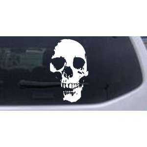  White 12in X 19.5in    Skull Shadow Skulls Car Window Wall 