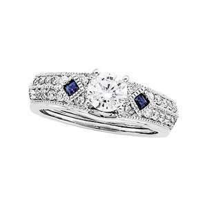  Clevereves 14K White Gold 1 4Ctdw & Saph Bridal Enhancer 