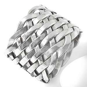  16mm Weave 925 Sterling Silver Eternity Ring Size 7 