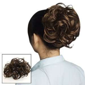   Women Brown Short Curly Style Wig Decor Ponytail Elastic Hair Band