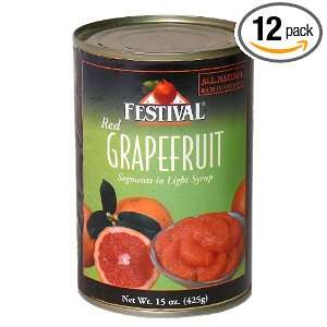 Festival Red Grapefruit Segments in Light Syrup, 15 Ounce Can (Pack of 