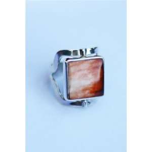    Sterling Silver Ring w/ Square Stone (2 sides) 