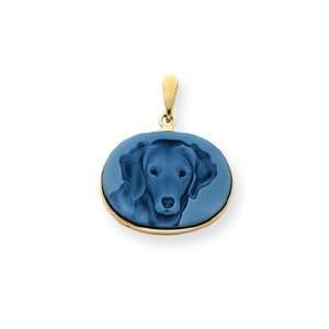   Designer Jewelry Gift 14K Animal Friendly    Dog Cameo Pendant