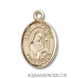  St. Gertrude of Nivelles Small 14kt Gold Medal Jewelry