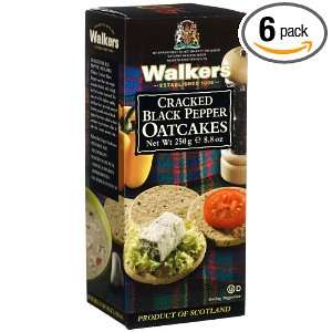 Walkers Cracked Black Pepper Oatcakes, 8.8 Ounce Boxes (Pack of 6)