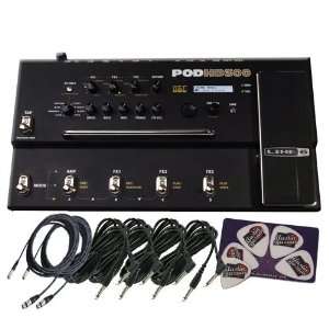 Line 6 POD HD300 Pedalboard Bundle with Two 10 Foot XLR Cables, Four 
