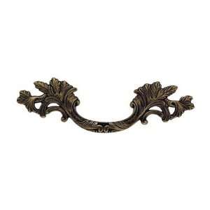  Louis XV 3.43 Brass Handle Pull in Distressed Antique 
