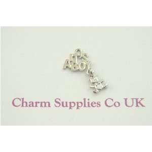Its a Boy Charm with Teddy Bear   Silver Plated   New Baby  