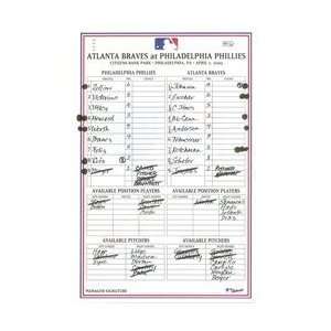   2009 Official Dugout Lineup Card   May 26 One Size