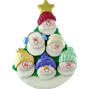  3297 Snowmen in Tree Family of 6 Personalized Christmas 