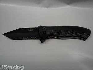 Speed Assisted Blackout Partial Serrated Tanto Blade  