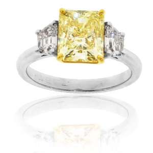75ct Natural Fancy Yellow Three Stone Engagement or Anniversary Ring 