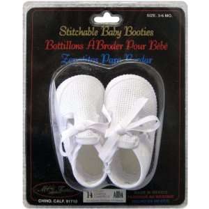  M C G Textiles Aida Baby Booties 3 6 Months White Aida 14 