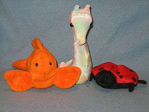TY LOT of 3 BEANIE BABIES   LUCKY, NEON, GOLDIE   NHT  