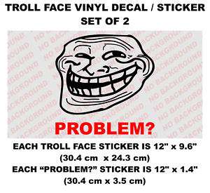Troll face set of 2 big Decals sticker meme rage 4chan  