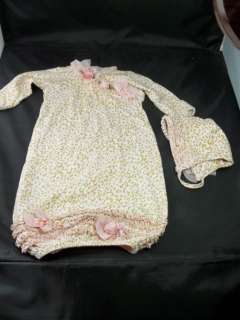 Baby Biscotti Day Gown Bonnet Leopard Print Sz 3 6 mo  