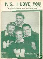 Love You 1953 the Hilltoppers Photo Sheet Music  