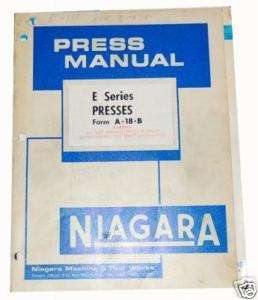 Niagara Series E Press Operators, Parts Manual  