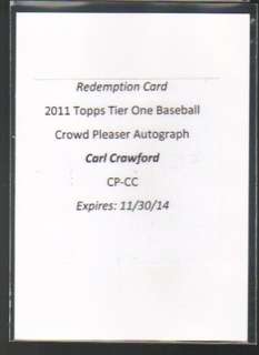 2011 Topps Tier One On Card AUTO Carl Crawford Crowd Pleasers 