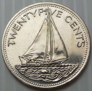 Bahamas   1985 25 Cents   KM63.1   Bahaminian Sloop  