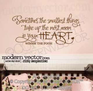 WINNIE THE POOH Vinyl Wall Quote Decal SMALLEST THINGS  