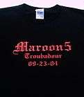 MAROON 5 troubadour 2004 concert XL T SHIRT rare