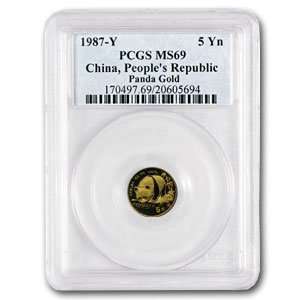  1987 Y (1/20 oz) Gold Chinese Pandas   MS 69 PCGS 