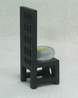 Chinese Black Small Wooden Chair with Candle Holder  