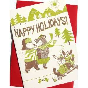   bears holiday letterpress boxed cards NEW