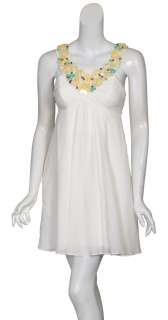 SHOSHANNA White Cotton Daisy Beaded Party Dress 0 NEW  