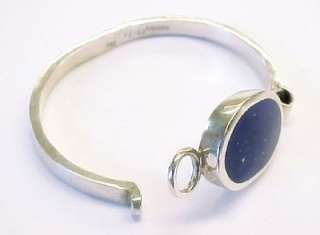 Lapis Lazuli / Sterling Hinged Bangle Bracelet ~ 6 1/4  