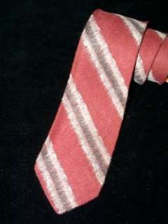 Vintage 1950s RAYON Necktie SKINNY Neck Tie RED STRIPE  