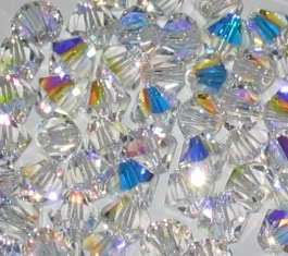 100 x 4mm Swarovski 5328 Bicone Crystal Clear AB Beads  