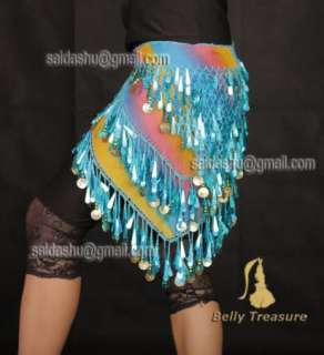 BT】newest belly dance hip scarf triangle shawl sequence belt wrap 