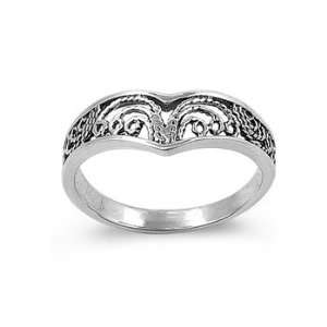  Sterling Silver Plain Ring   Filigree   size 8 Jewelry