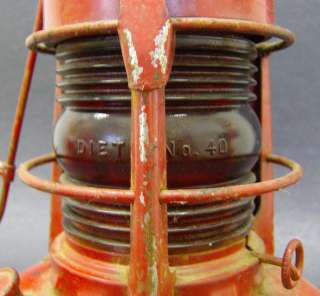 Red Dietz No. 40 Traffic Gard Lantern Fresnel 1950s  
