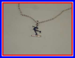 Olympic Silver Rhineston Necklace w/ Figure Skater  