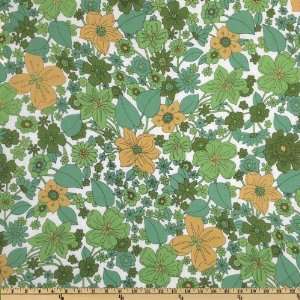 58 Wide Fleur Cotton Lawn Jungle Floral Lime/Yellow Fabric 