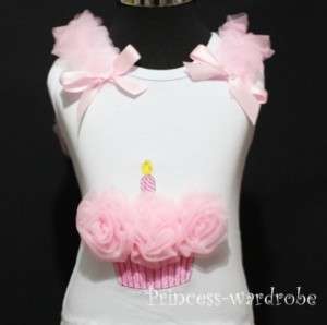 Light Pink Birthday Cupcake Top for Pettiskirt 1 8Year  
