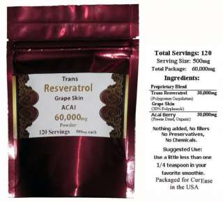 Bulk Resveratrol Grape Skin Extract + Acai Berry Powder  