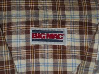 vintage BIG MAC PLAID BROWN BUTTON DOWN MENS SHIRT L  